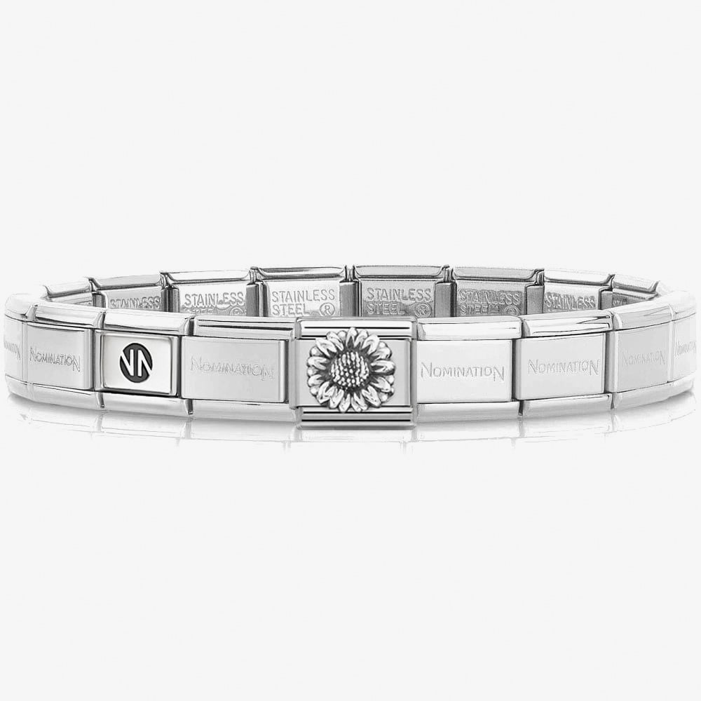 Nomination CLASSIC Silver Sunflower Charm Bracelet 330110/22 &amp; 530300 SI