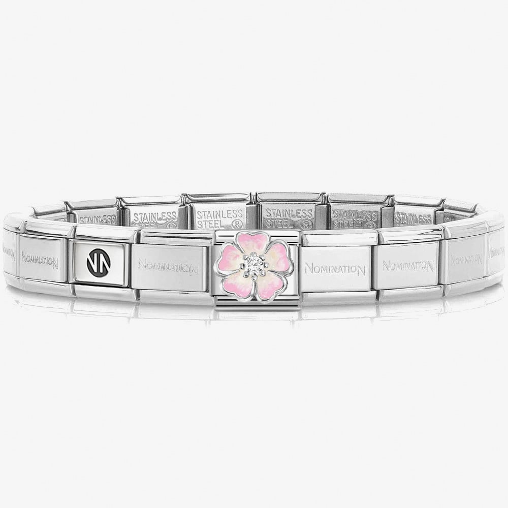 Nomination CLASSIC Pink Flower Fade Charm Bracelet 330321/17 &amp; 530300 SI