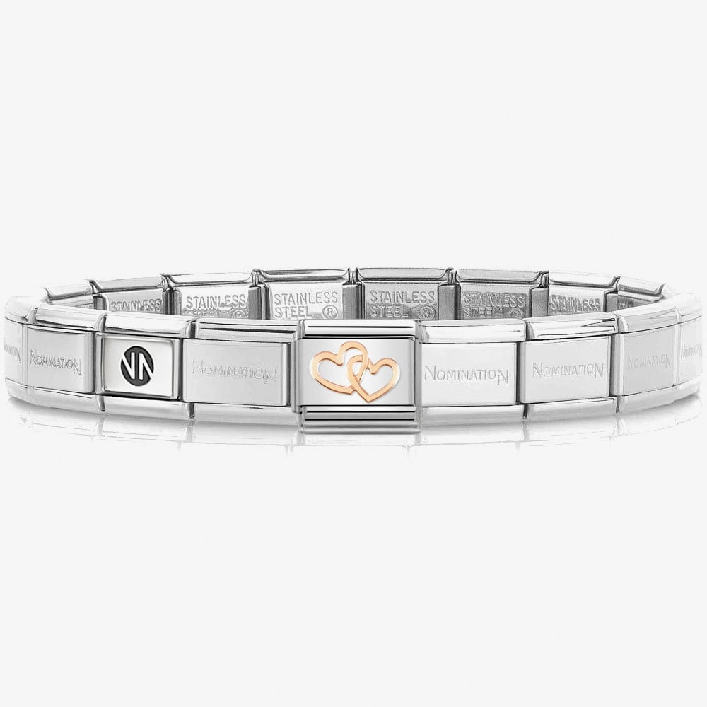 Nomination CLASSIC Romance Linked Hearts Charm Bracelet 430104/41 &amp; 530300 SI