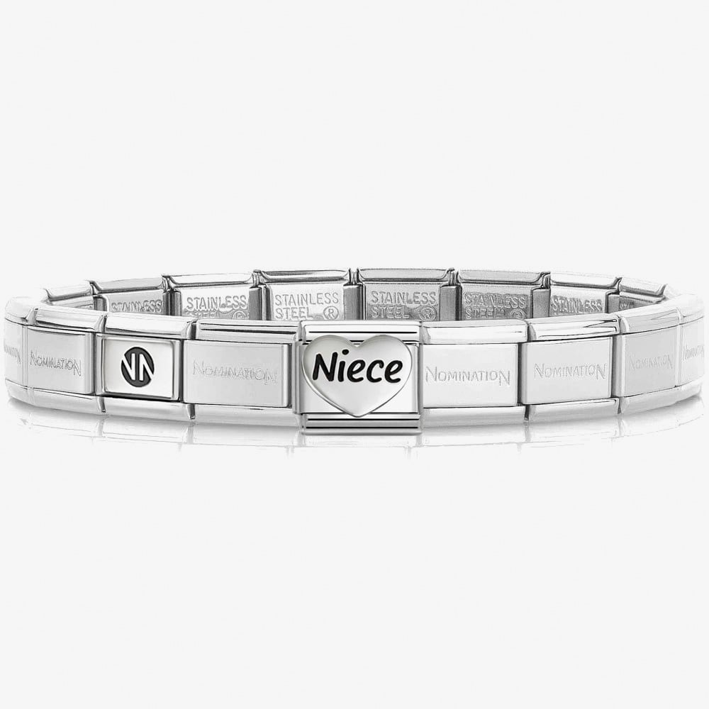 Nomination CLASSIC Silver Niece Heart Charm Bracelet 530300 SI &amp; 330114/26