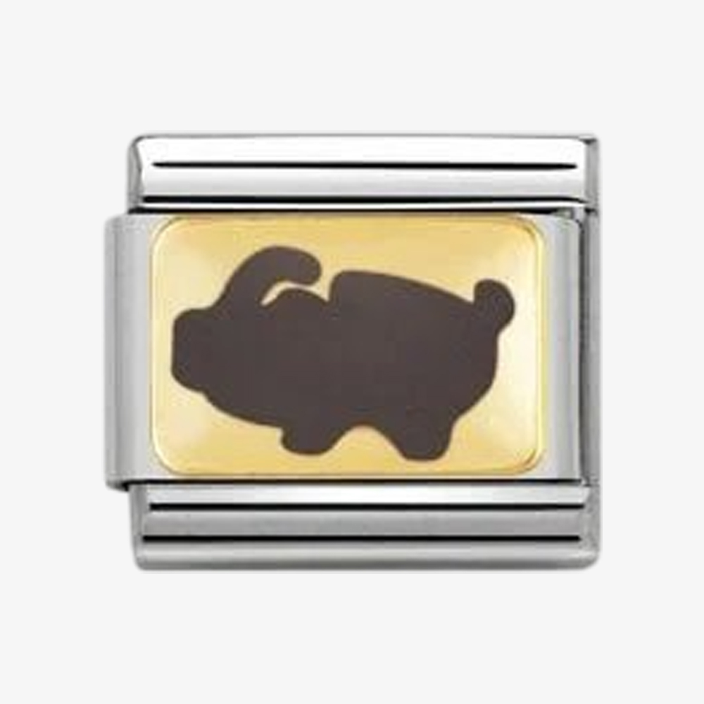 Product photograph of Nomination Classic Composable Chinese Zodiac Gold Amp Grey Enamel Pig Charm 030275 32 from The Jewel Hut