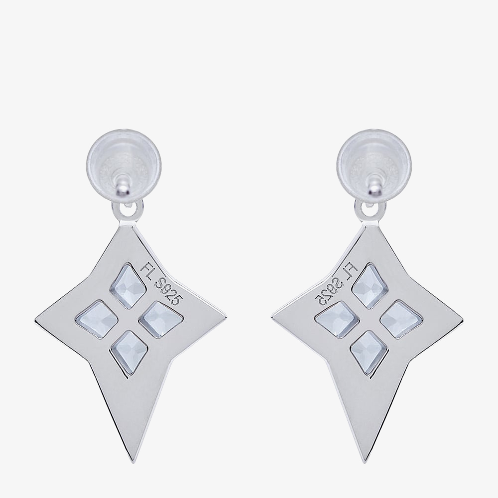 Fei Liu Star of Love Silver Kite Cut Blue Topaz Cubic Zirconia Drop Earrings POL-925R-201-BLCZ