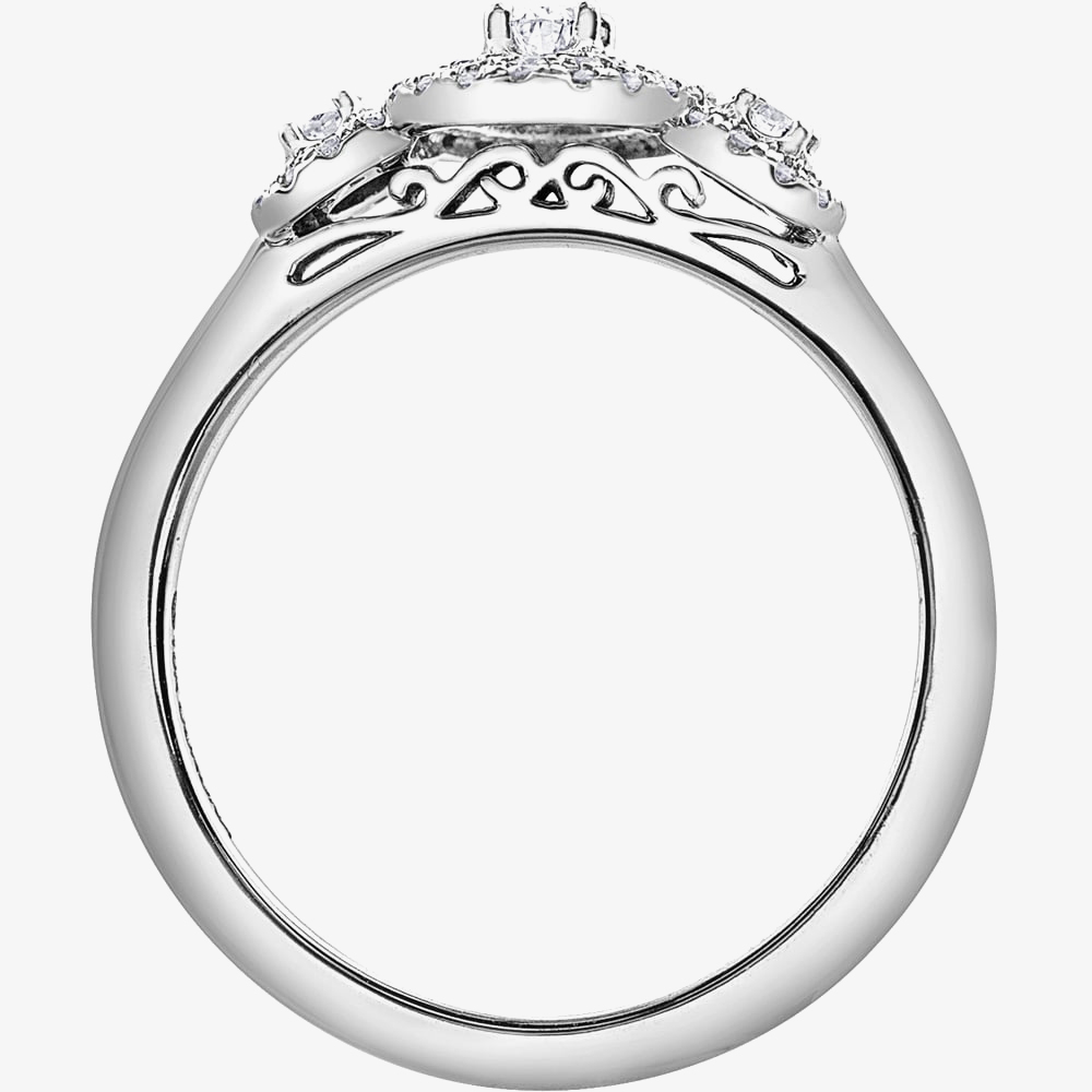 9ct White Gold 0.33ct Diamond Triple Cluster Ring 30807WG/33-10