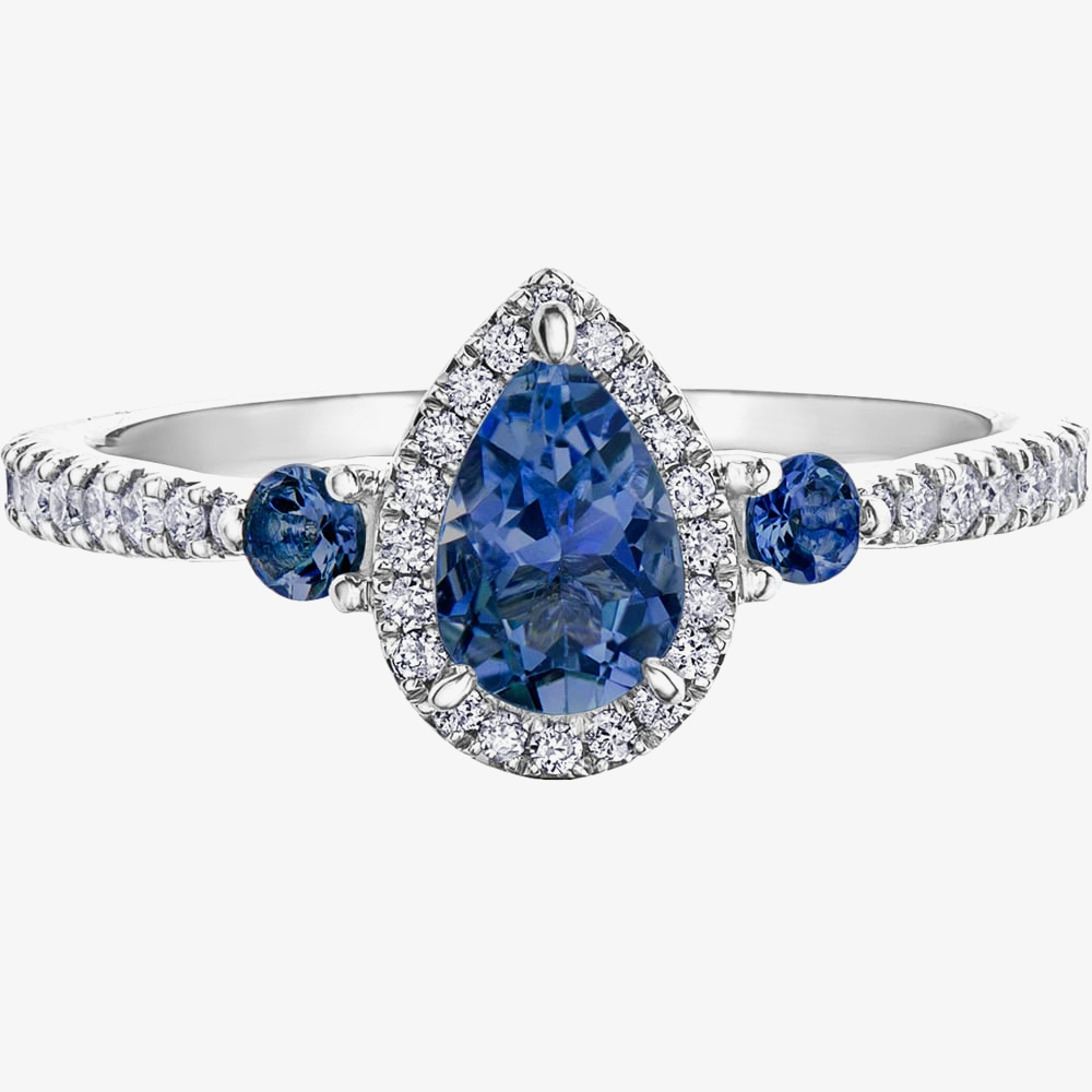 9ct White Gold Sapphire 0.42ct Diamond Ring 30830WG-10