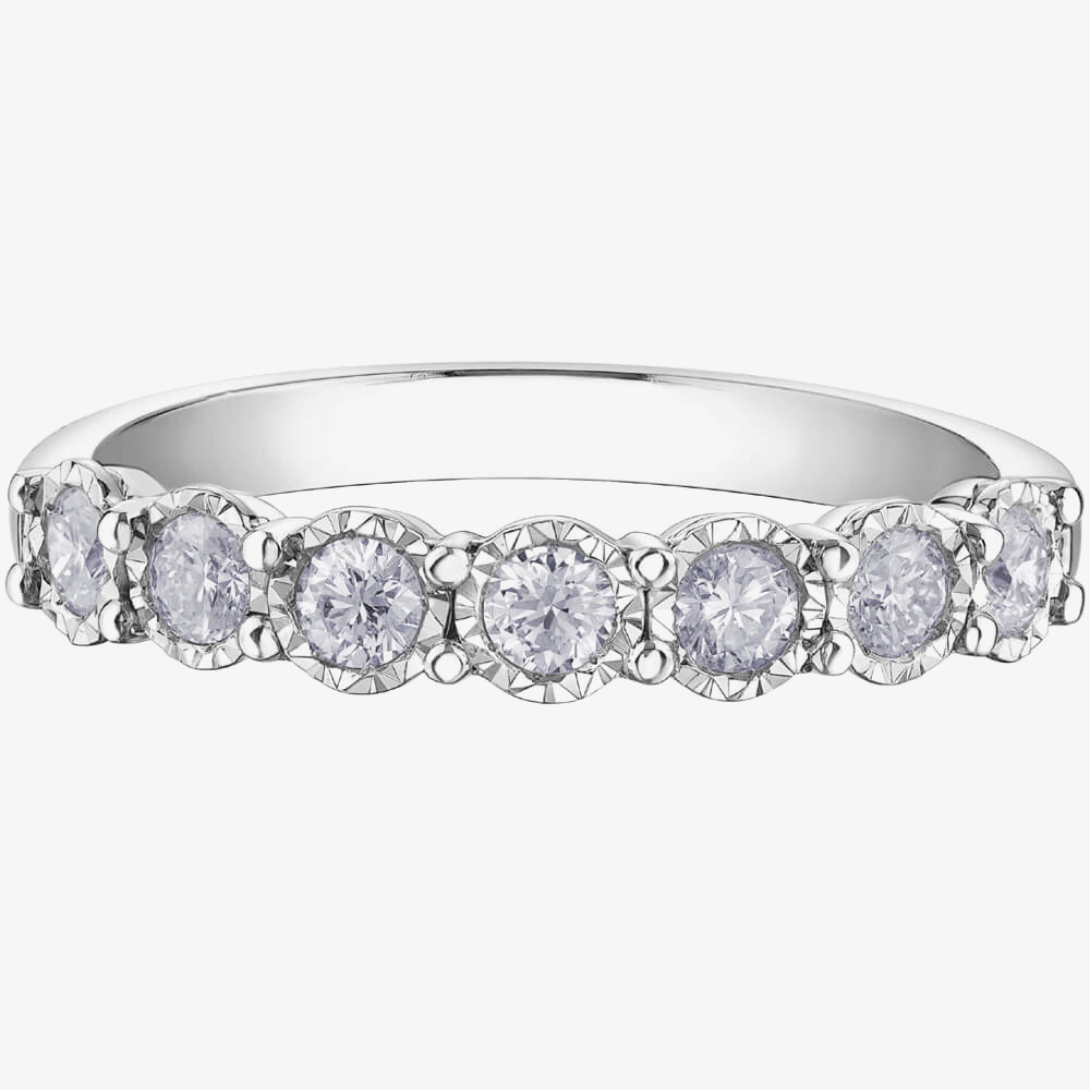 9ct White Gold 0.35ct Diamond Half Eternity Ring 50L67WG/35-10 9W