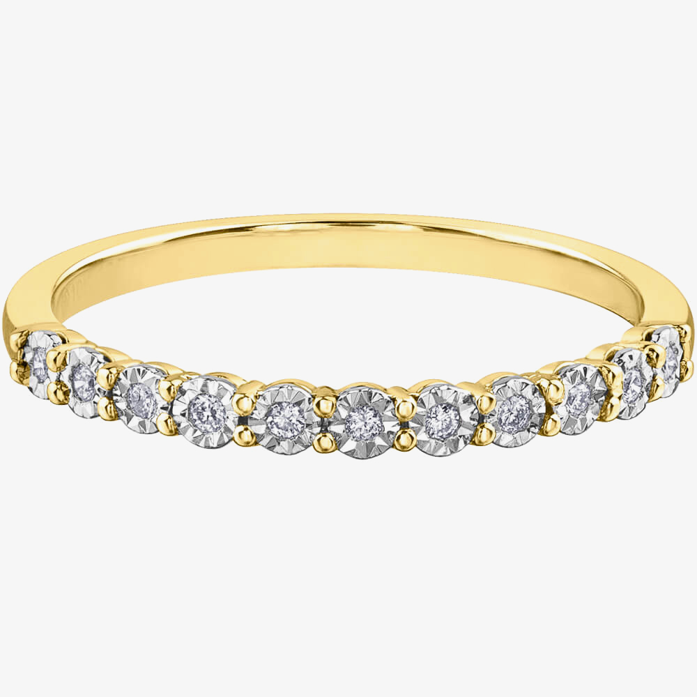 9ct Two Colour Gold 0.05ct Diamond Half Eternity Ring 50L67WG/05-10