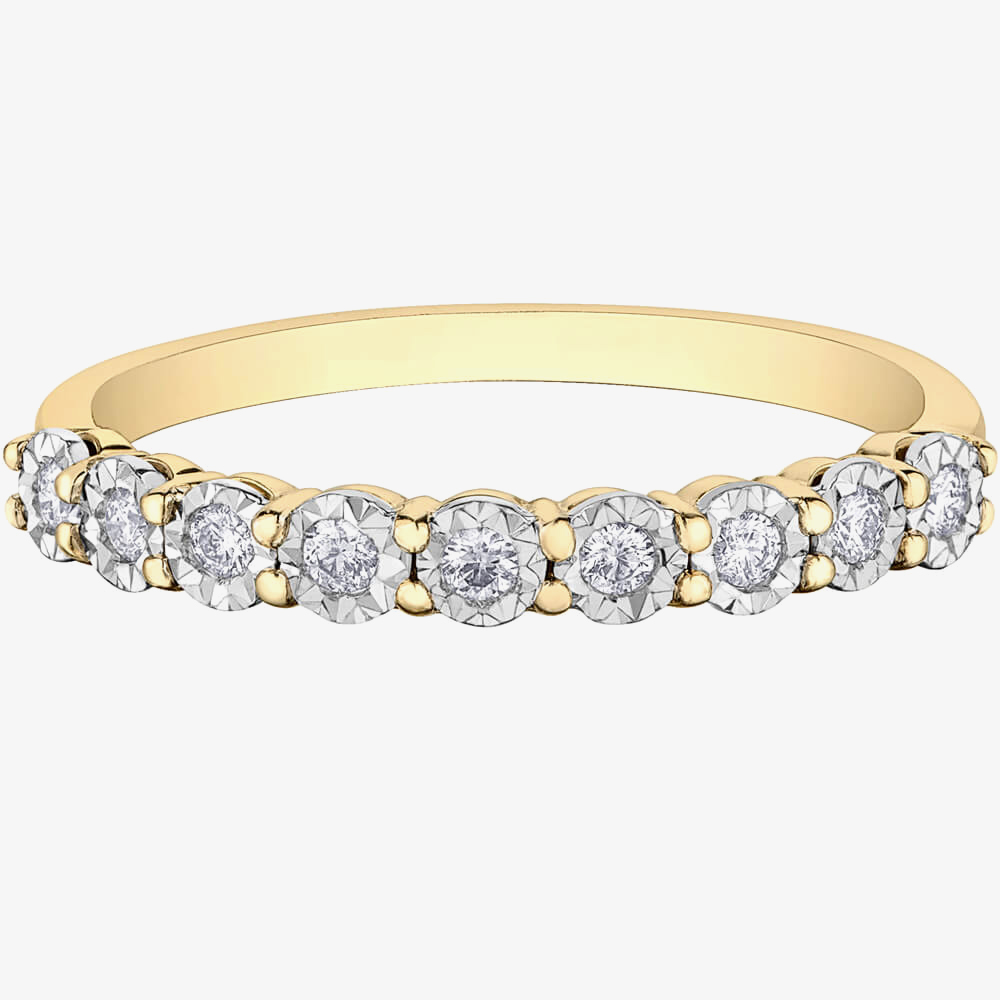 9ct Two Colour Gold 0.15ct Diamond Half Eternity Ring 50L67YW/15-10