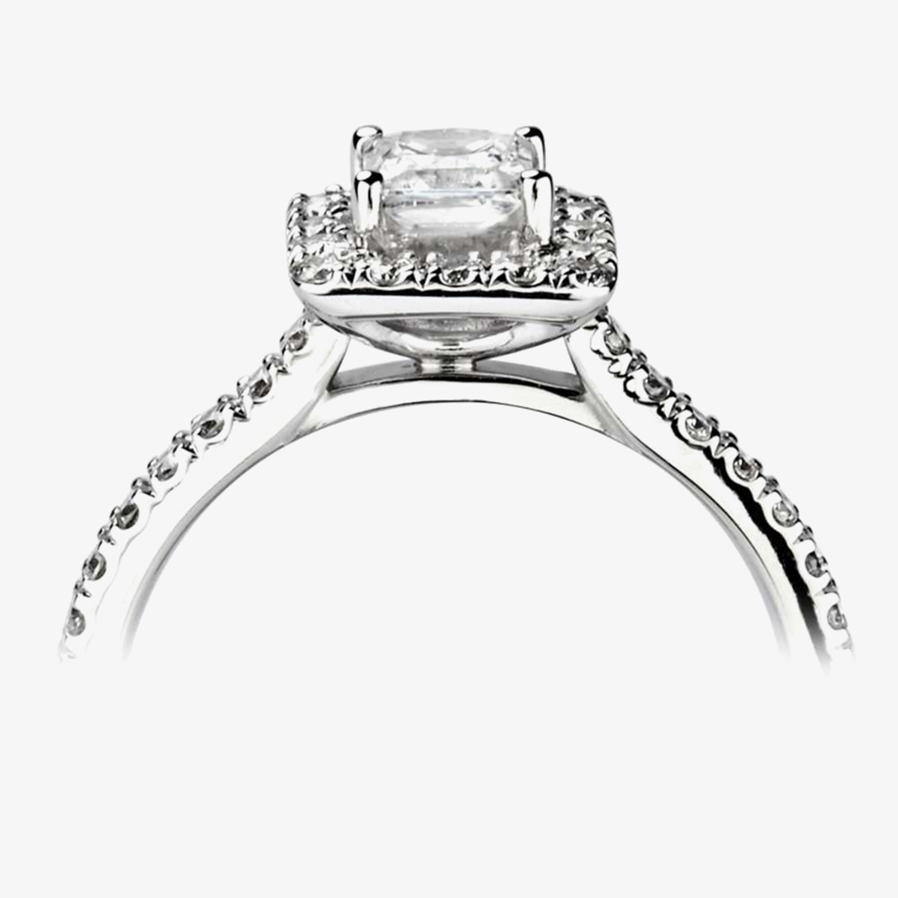 1888 Collection Platinum Princess Cut 0.77ct Diamond Halo Cluster Ring RC2022