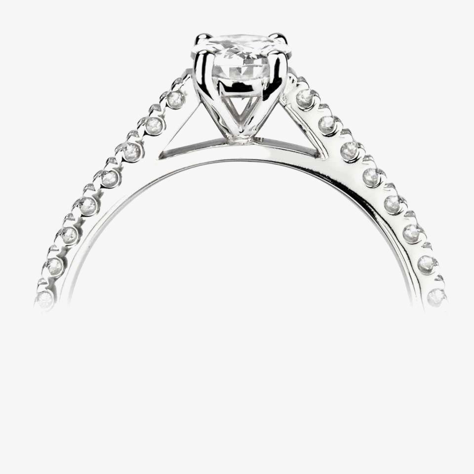 1888 Collection Platinum Oval Cut 0.70ct Diamond Solitaire Shoulder Set Ring RI-2250