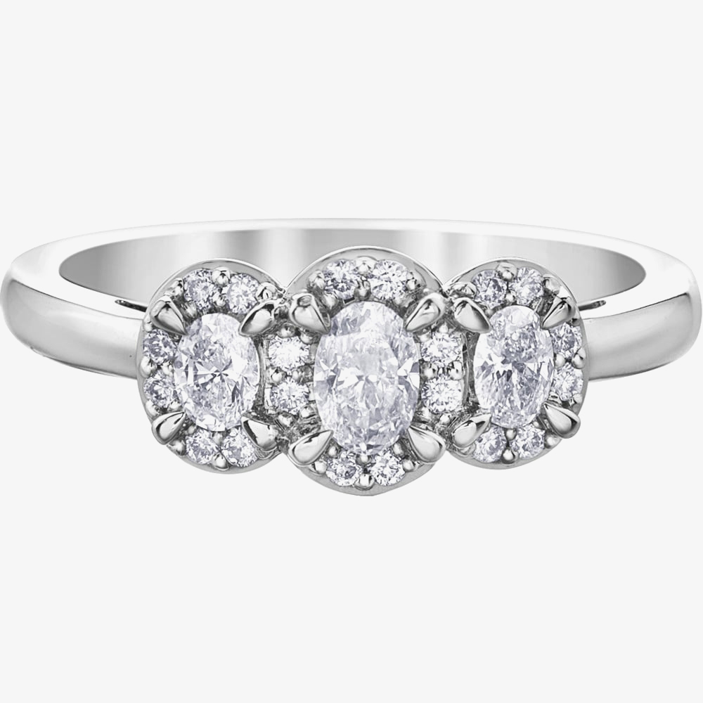 Product photograph of 9ct White Gold 0 50ct Diamond Triple Cluster Ring L32285wg 50 L from The Jewel Hut