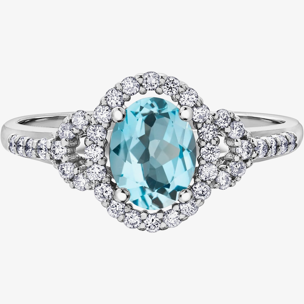 9ct White Gold Topaz 0.26ct Diamond Ring L54244