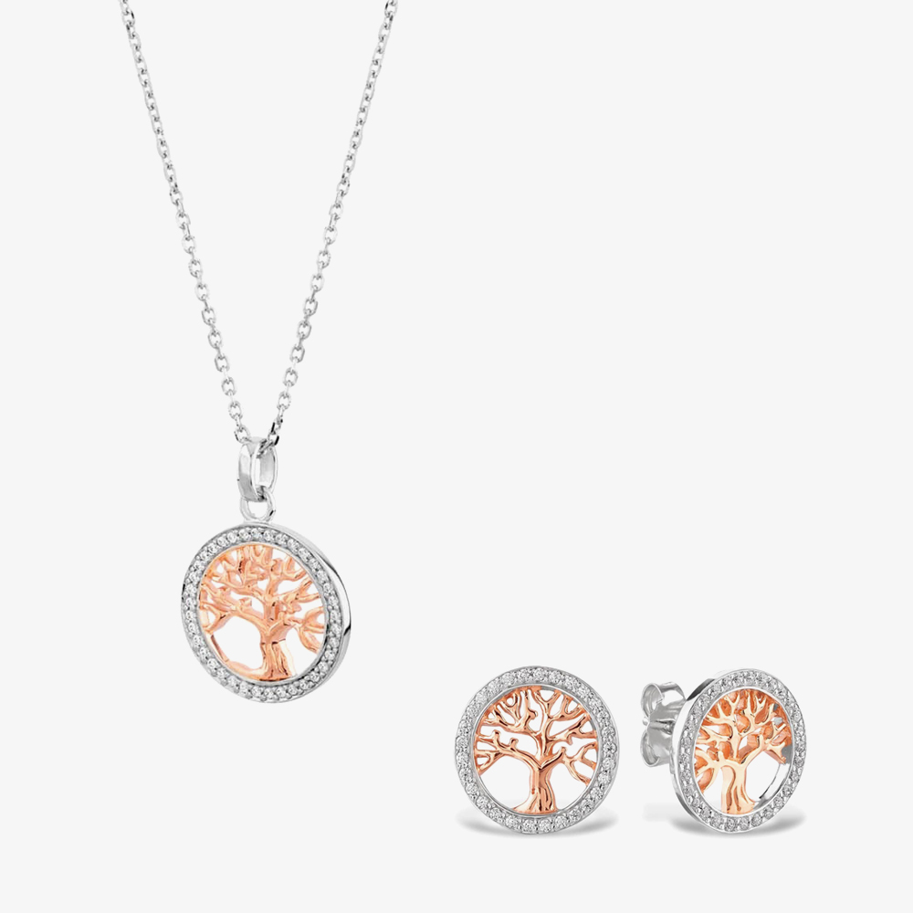 Product photograph of Rosa Lea Pave Tree Of Life Jewellery Set Bj-p2989crg0 5m Amp Bj-e2989crg0 5m Th from The Jewel Hut