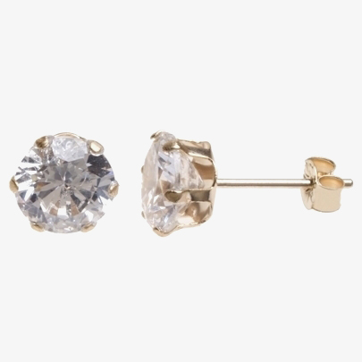 9ct Yellow Gold Cubic Zirconia Round Stud Earrings SE305
