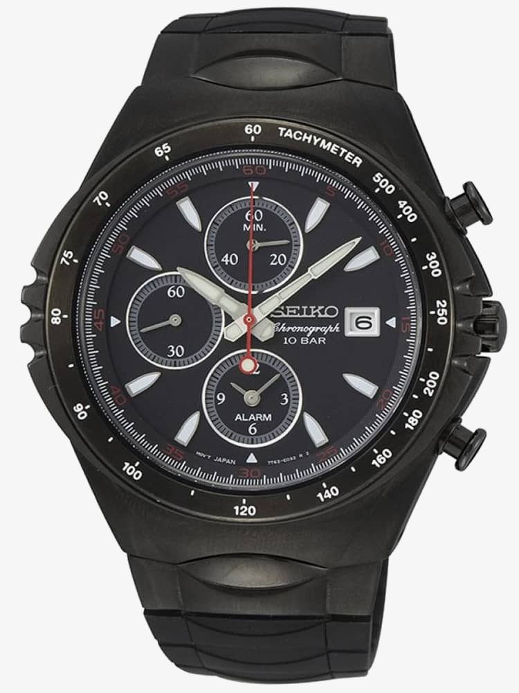 Seiko Mens Conceptual Series Black Chronograph Dial Rubber Strap 