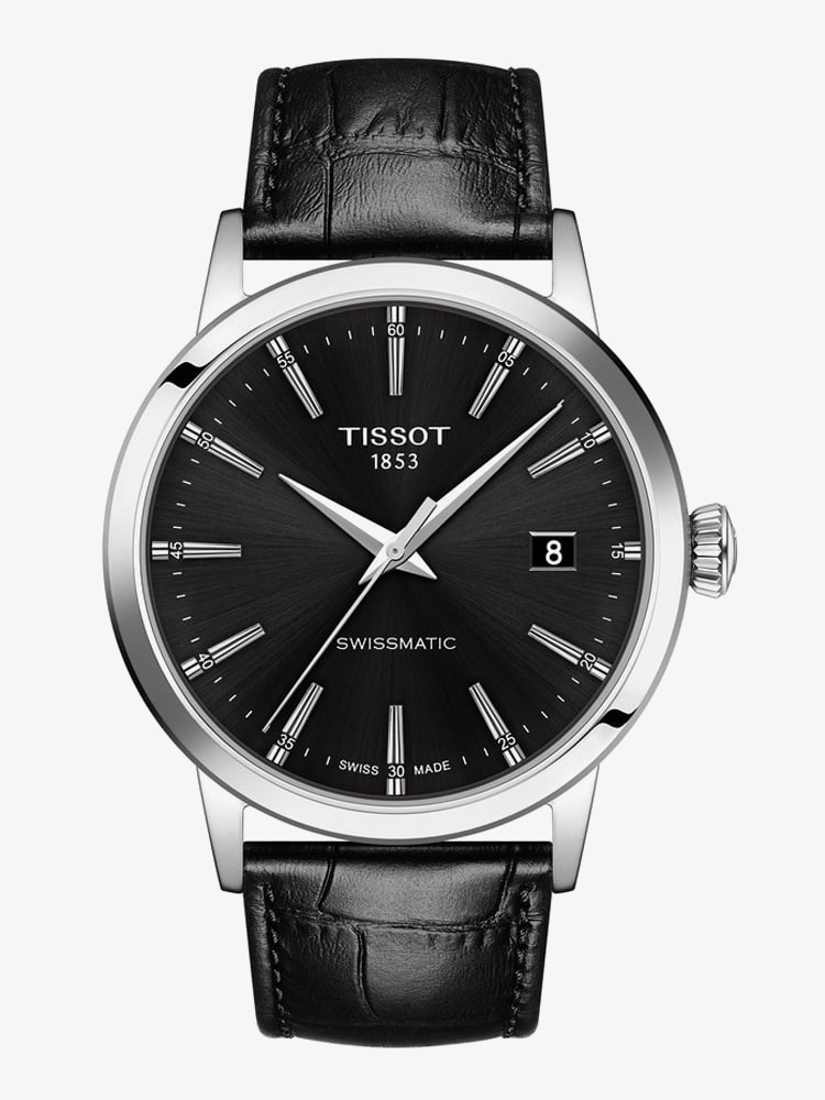 Product photograph of Tissot Mens T-classic Dream Swissmatic Automatic Black Leather Strap Watch T129 407 16 051 00 from The Jewel Hut