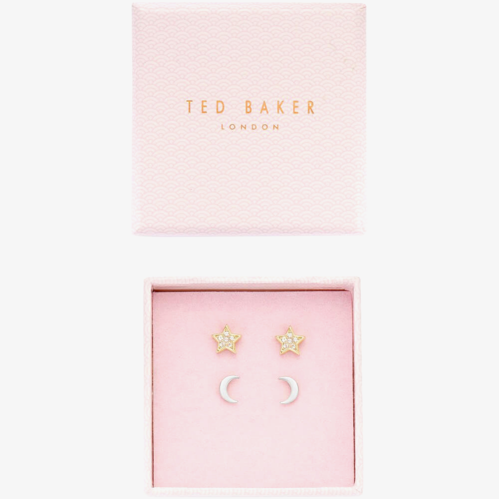 Ted Baker MOANNY Two Tone Pave Star & Crescent Moon Stud Earring Set TBJ2621-23-02