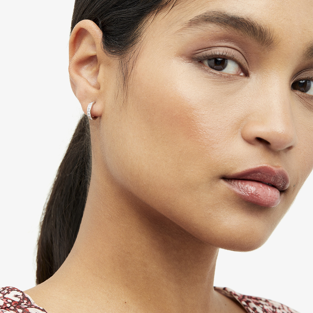 Ted Baker Ladies Seenita Silver Huggie Hoop Earrings TBJ2767-01-02