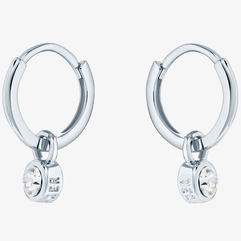Ted Baker SINALAA Silver Tone Crystal Huggie Earrings TBJ3028-01-02