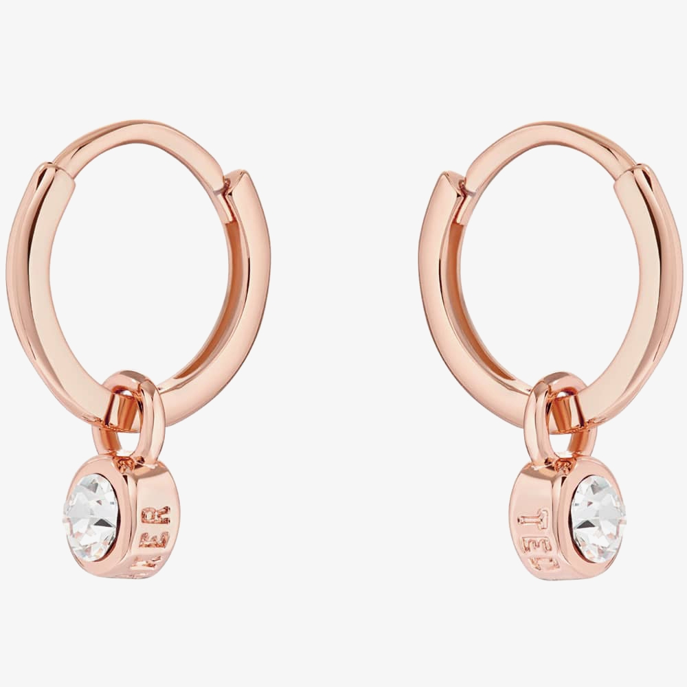 Ted Baker SINALAA Rose Gold Tone Crystal Huggie Earrings TBJ3028-24-02