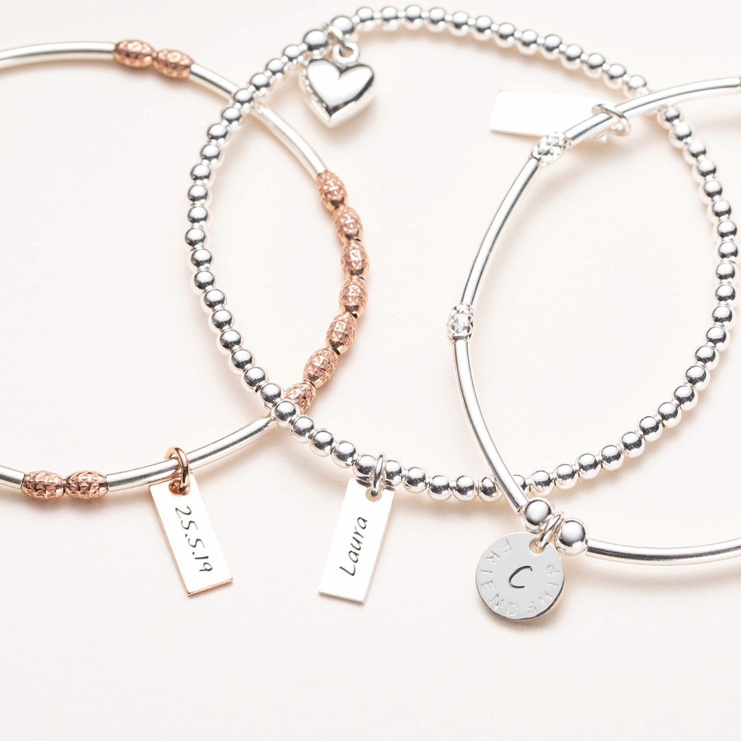 ChloBo ladies Silver & Gold Plated Interlocking Love Heart Bracelet GMBCFB1069