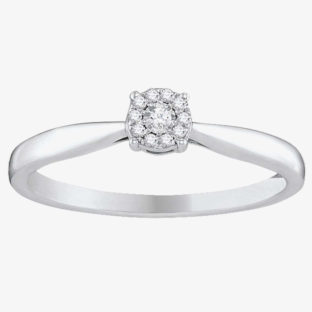 9ct White Gold 0.05ct Diamond Cluster Ring THR14566-05