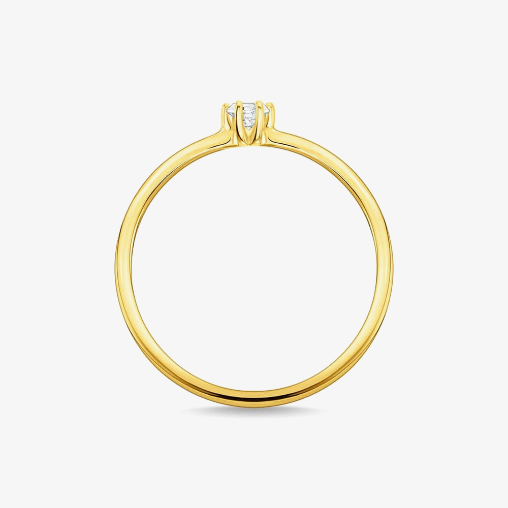 THOMAS SABO Gold Plated Small Six Claw Cubic Zirconia Ring TR2312-414-14
