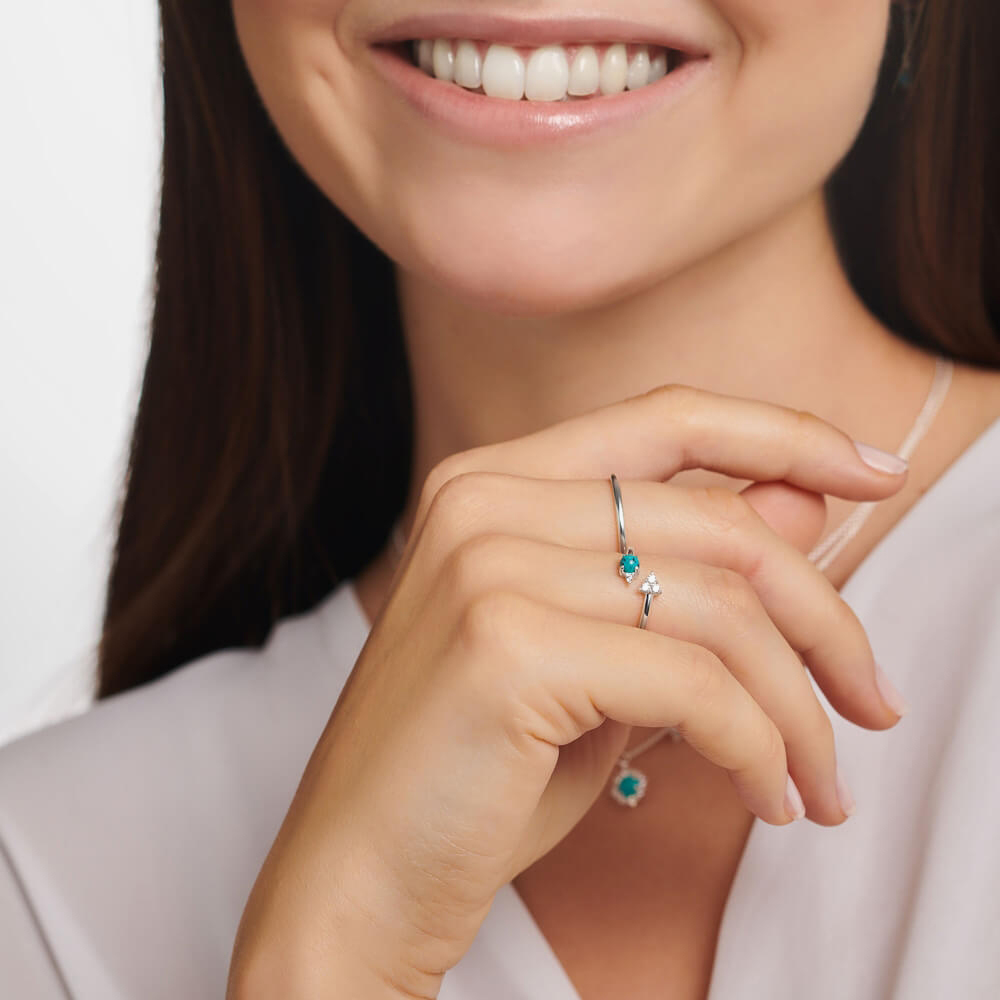 THOMAS SABO Vintage Sterling Silver Turquoise Cocktail Ring TR2344-405-17
