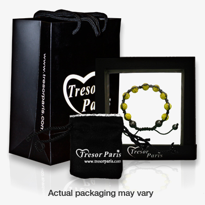 Tresor Paris Le Castel Yellow Crystal Black Cord Ring 015383 