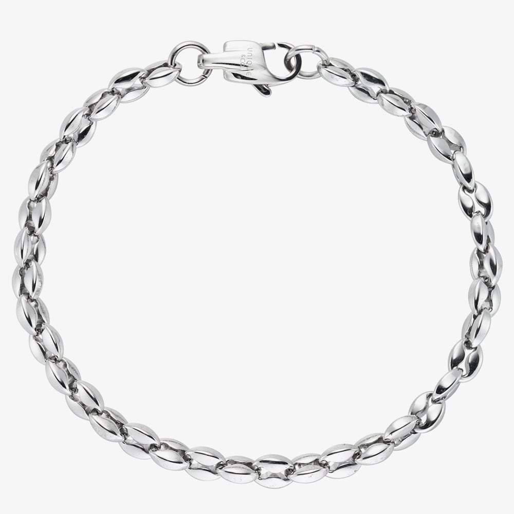 Unique Stainless Steel Polished Oval Link 21cm Bracelet LAB