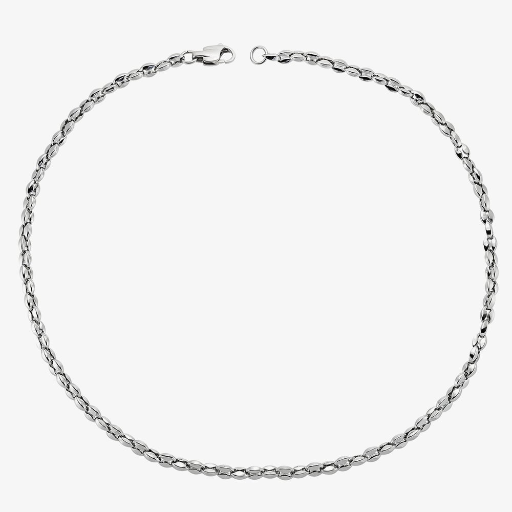 Unique Stainless Steel Polished Oval Link 50cm Necklace LAK