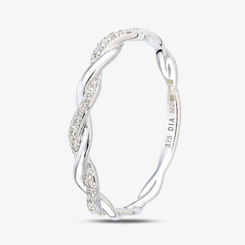 9ct White Gold 0.07ct Diamond Twist Eternity Ring