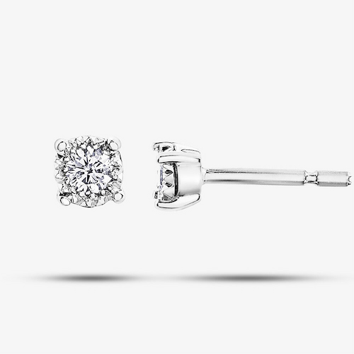 9ct White Gold 0.03ct Diamond Stud Earrings