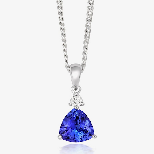 Classic 18ct White Gold Trillion-Cut Tanzanite & Diamond Necklace