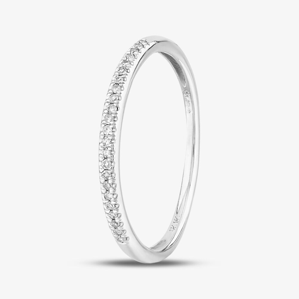 9ct White Gold 0.08ct Diamond Pave Set Half Eternity Ring