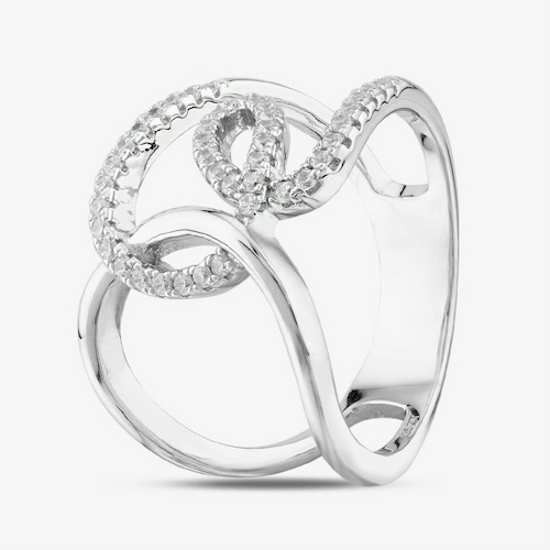 Sterling Silver Chunky Cubic Zirconia Swirl Ring