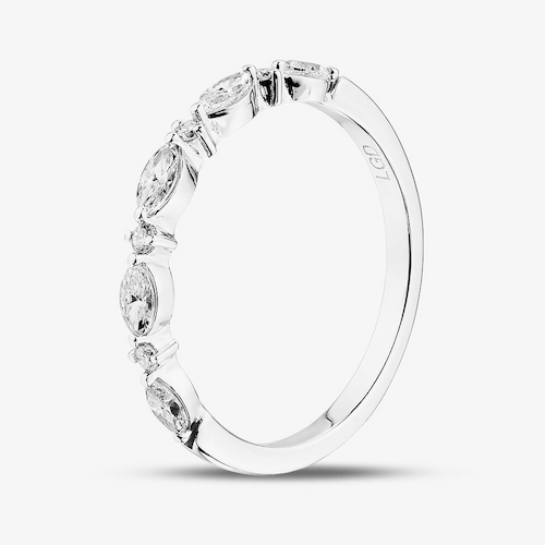 9ct White Gold 0.33ct Mixed Cut Lab Grown Diamond Half Eternity Ring
