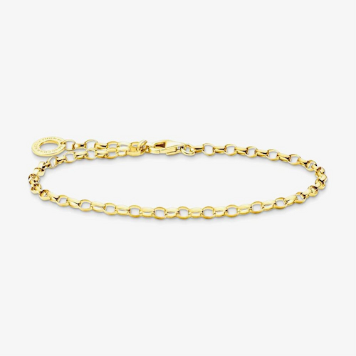 Thomas Sabo Charm Club 18ct Gold Plated Oval Link Belcher Bracelet