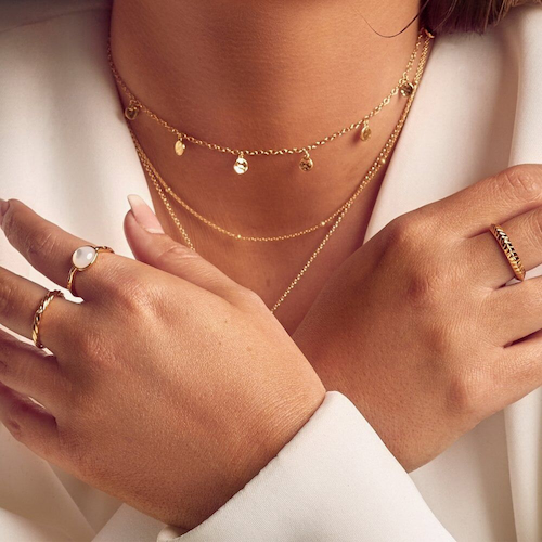 Hot Diamonds Lunar 18ct Gold Plated Diamond Multi Disc Choker Necklace