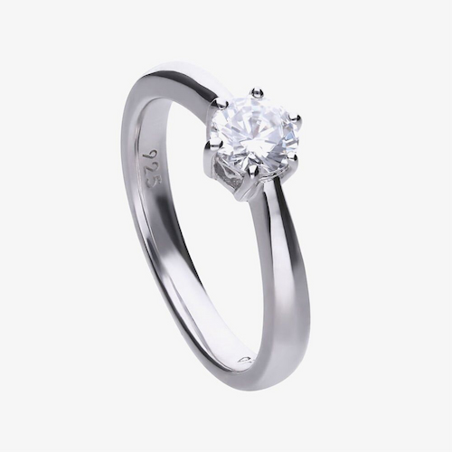 Diamonfire Silver 0.75ct Round Cubic Zirconia Solitaire Ring