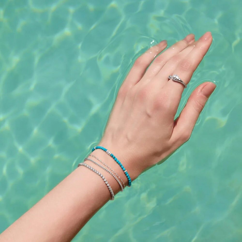 Ania Haie Ripple Joy Silver Lab-Created Turquoise Beaded Bracelet