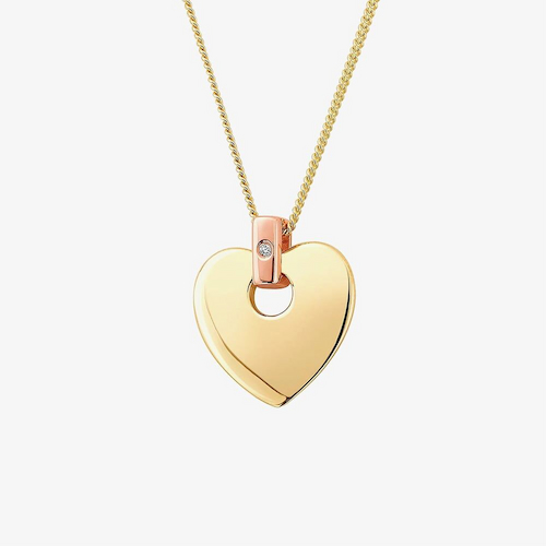 Clogau 9ct Two Colour Gold Cariad Heart Diamond Pendant Necklace