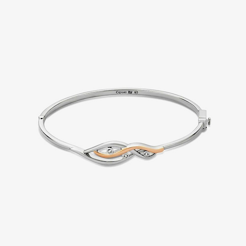 Clogau Sterling Silver Natures Wonder White Topaz Waterfall Bangle
