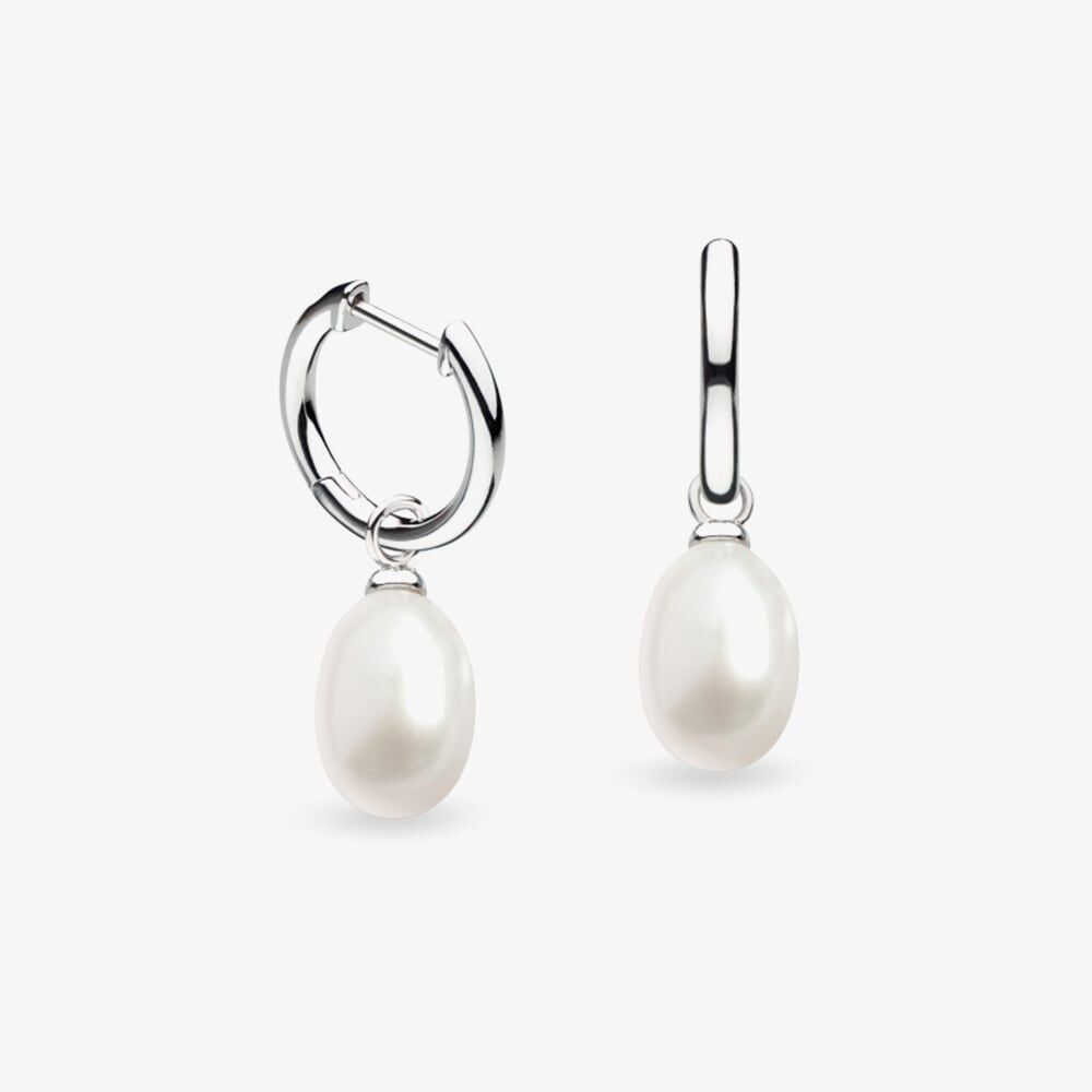Kit Heath Silver Revival Classic Pearl Hoop Earrings