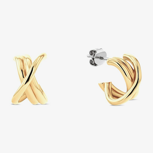 Tommy Hilfiger Gold Tone Knot Huggie Half Hoop Earrings