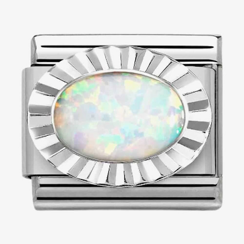 Nomination CLASSIC Composable Oval White Opal Fluted Bezel Charm