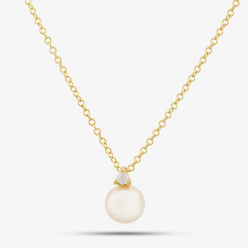 9ct Yellow Gold Pearl & Cubic Zirconia Necklace