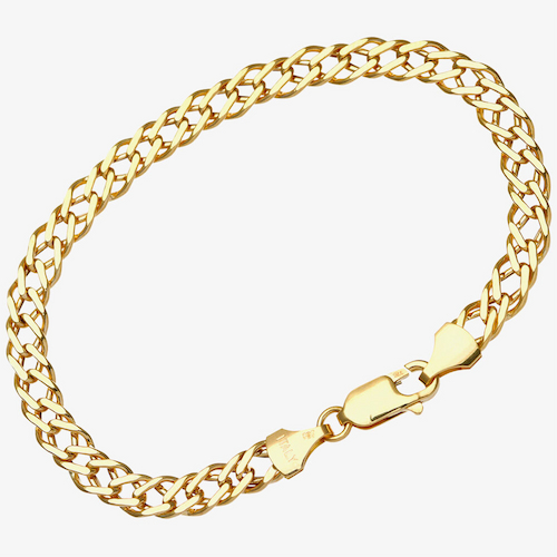 9ct Yellow Gold Double Curb Chain Bracelet