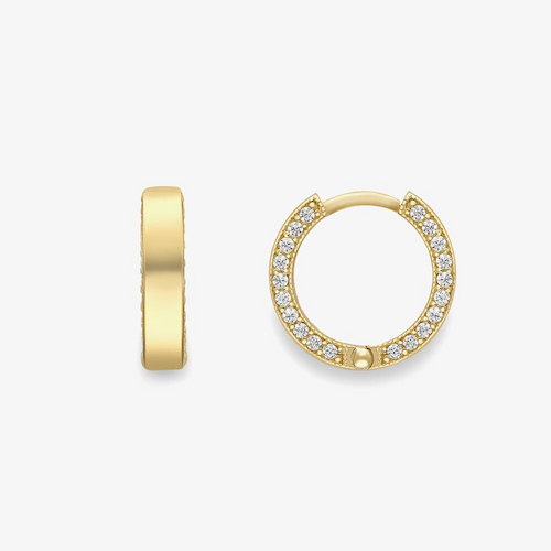 9ct Yellow Gold Cubic Zirconia Huggie Hoop Earrings