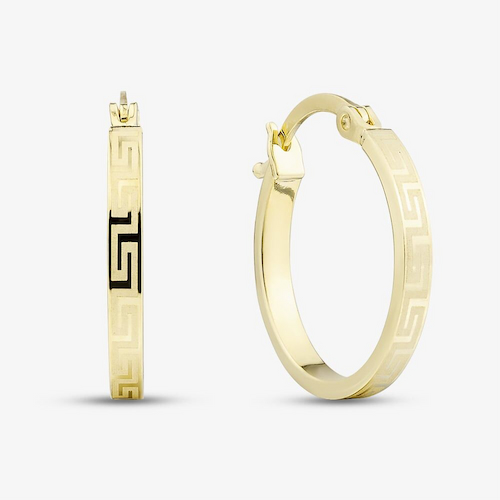 9ct Yellow Gold Patterned Hoop Earrings