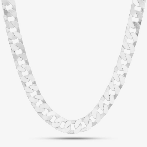 Sterling Silver 22 Inch Flat Square Heavy Curb Necklace